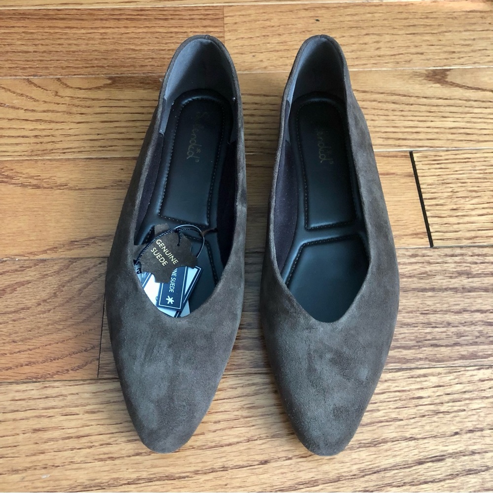 Splendid Latouche Spice Brown Suede Pointed Toe Flats Fall Women's Size 7.5 NWT